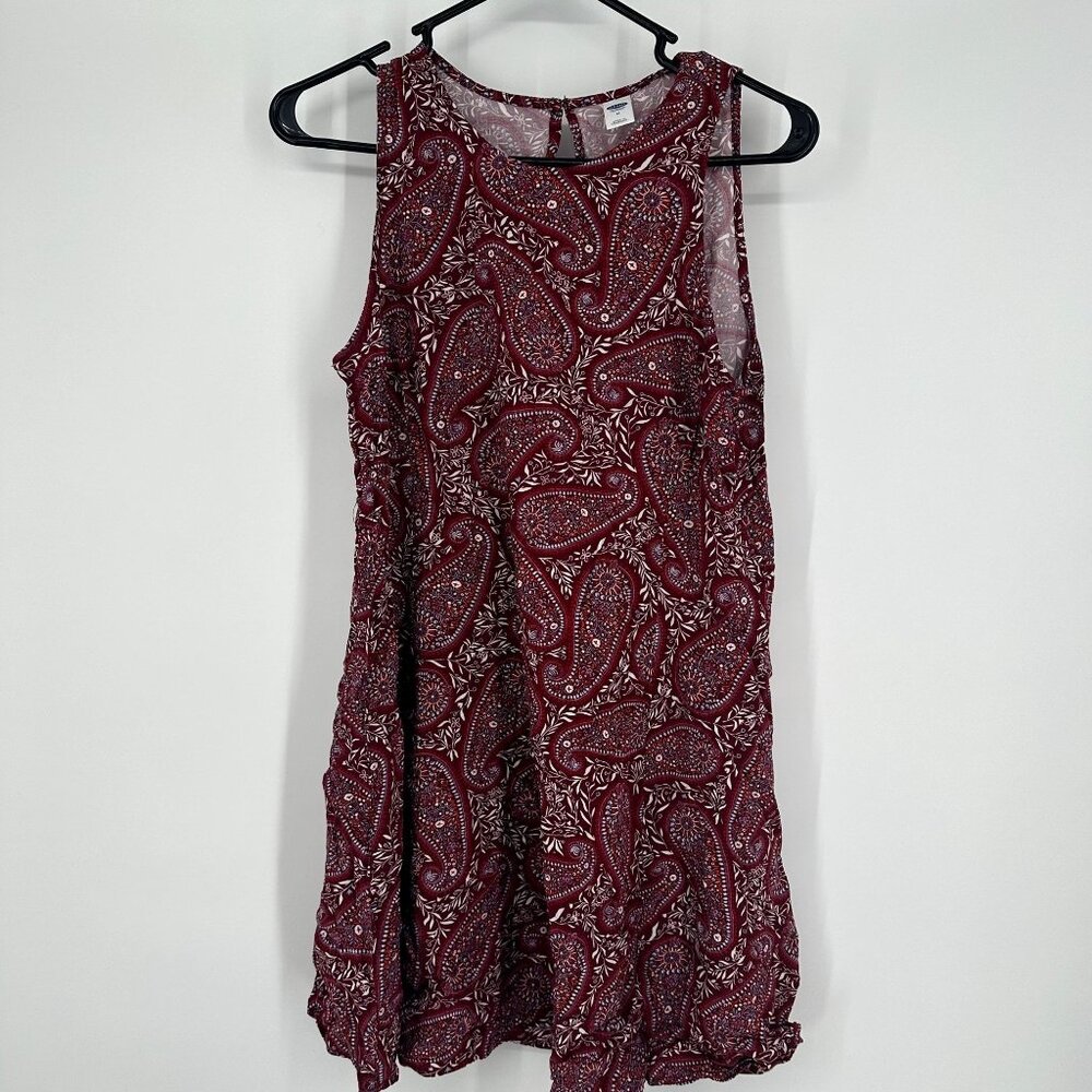 Old Navy Red Paisley Tank Dress Size Medium‎